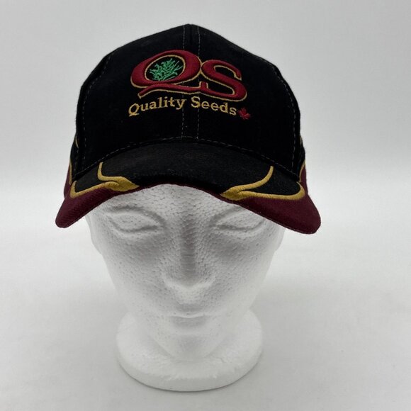 Quality Seeds Hat Cap Adjustable Black Burgundy 100% Cotton One Size - Picture 3 of 8